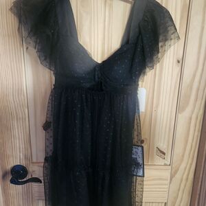 City Studio Black Sheer Ruffle Mini Dress